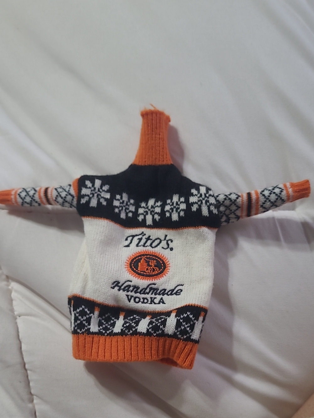 TITO'S Orange, Black & White Branded Knit Sweater